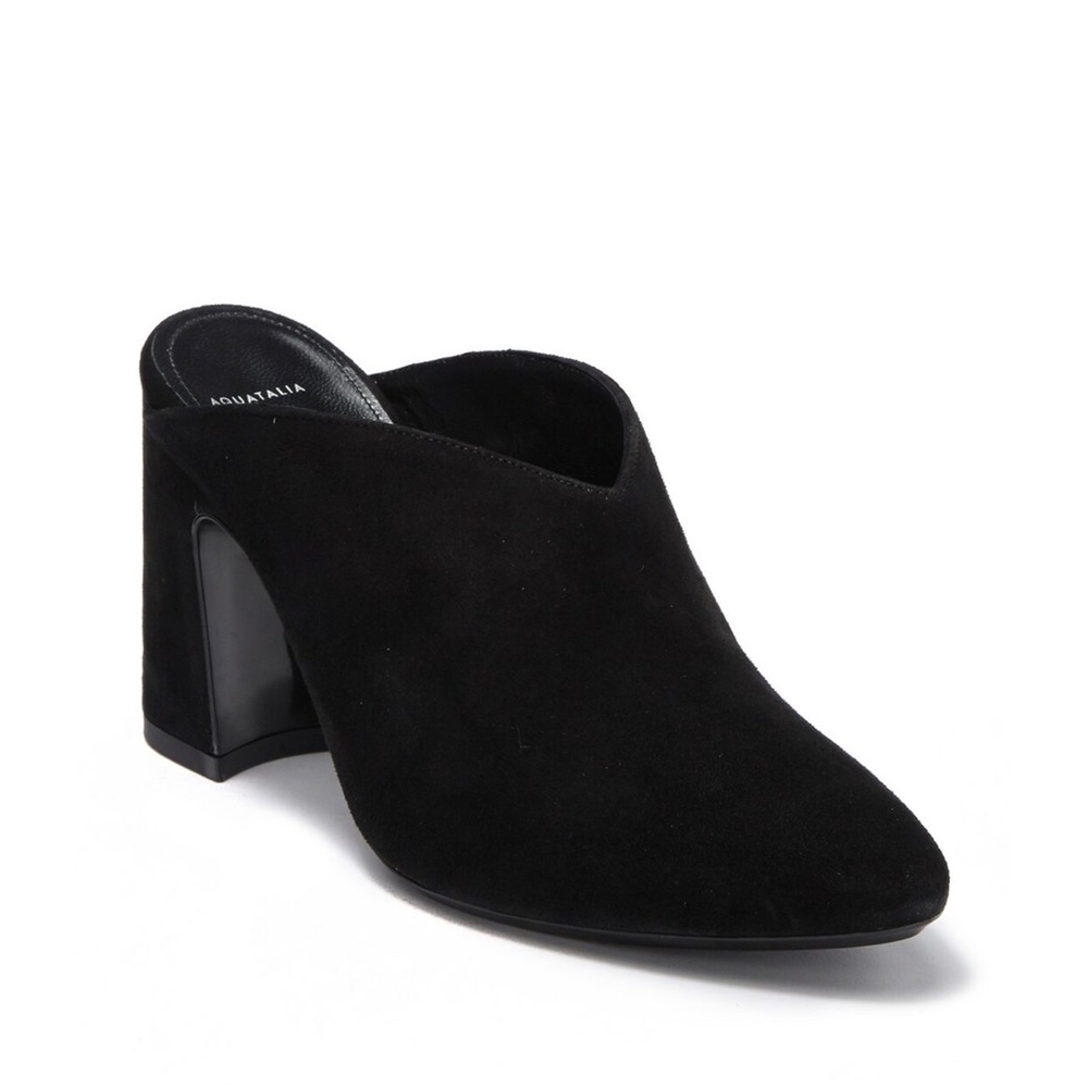✨NEW✨ AQUATALIA Natalya Pointed Toe Suede Mule in Black Sz 10.5M
